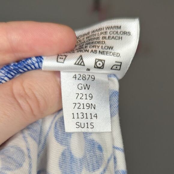 Hanna Andersson Blue & White Geometric Floral Print Racer Back Dress Size 130/8 - Picture 10 of 11